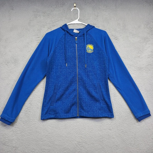 Golden State Warriors Jacket Womens S Blue Columbia Fleece Raglan NBA Basketball - Picture 1 of 16